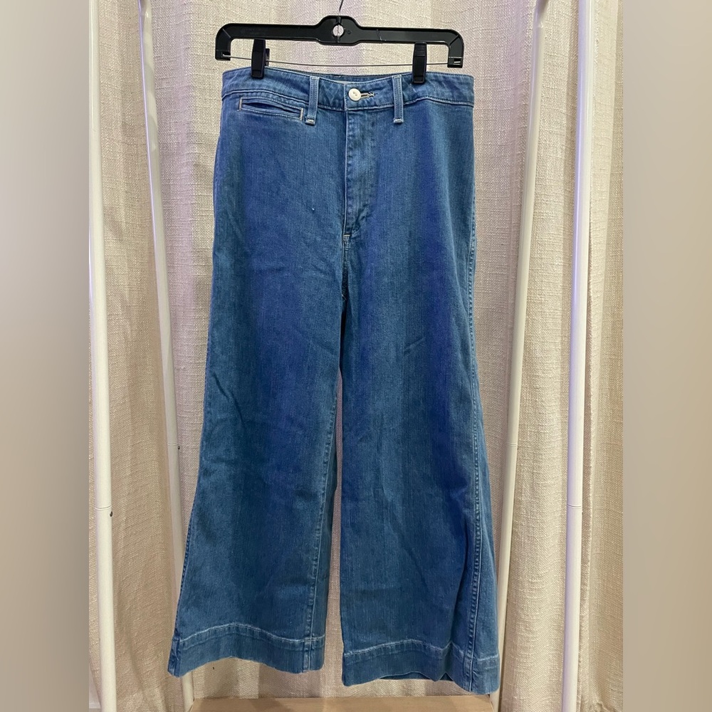 Madewell Emmett wide-leg crop high waisted denim jeans, size 28.